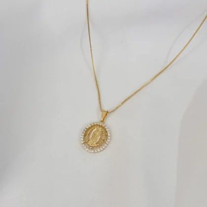 COLAR PINGENTE COM NOSSA SRA DE GUADALUPE EM OURO 18K